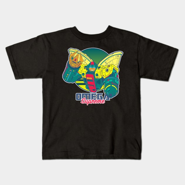 Retro 80s Punk Omega Supreme Kids T-Shirt by Chris Nixt